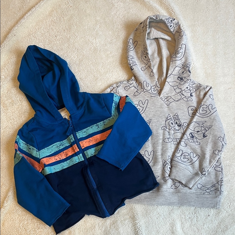 Blue and Gray Kids Hoodies Set